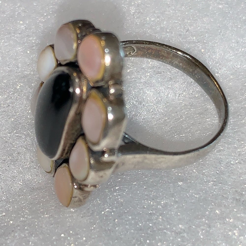 Pink and black quartz ladies ring